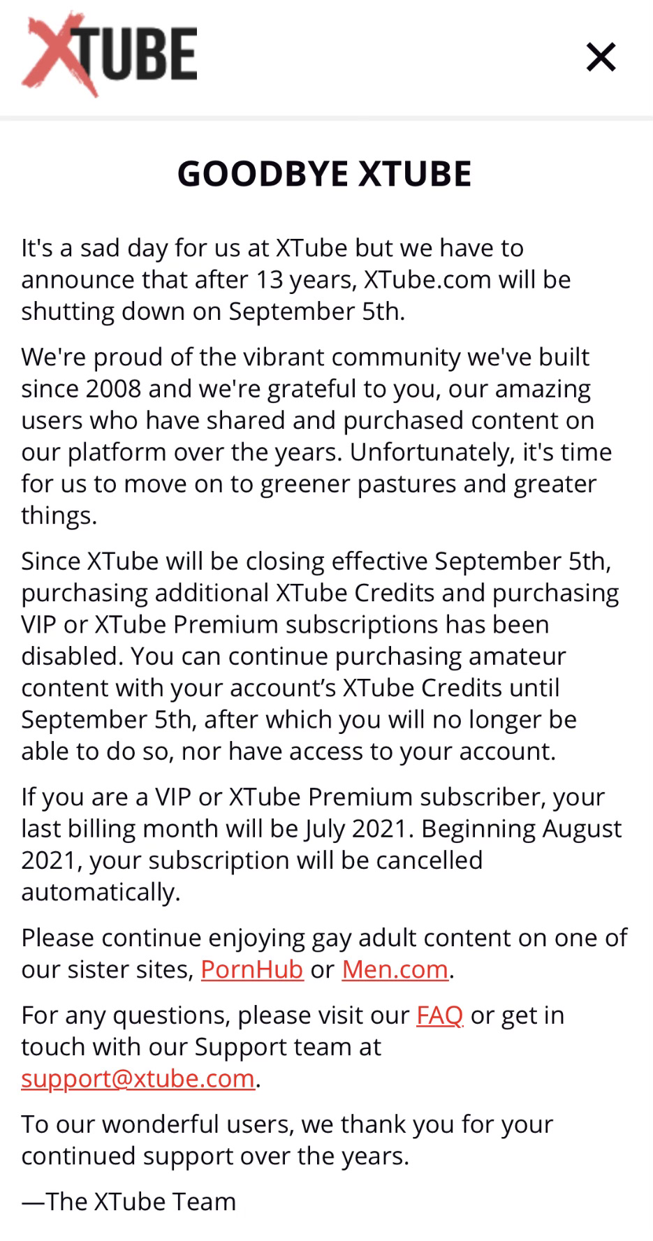 Adult Tube Site XTube is Shutting Down its Service According to Reports!