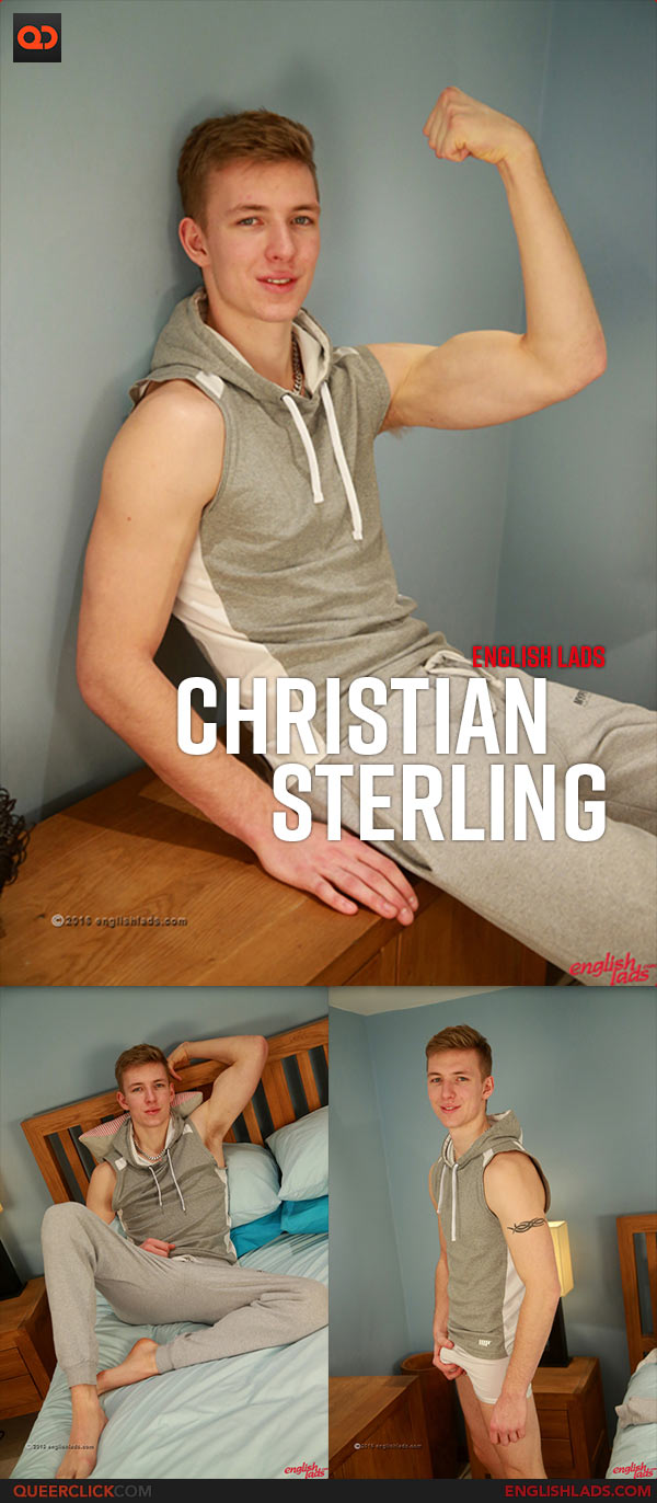 English Lads: Young Straight Muscular Hunk Christian Sterling Wanks his Massive Uncut Cock and Shoots his Load