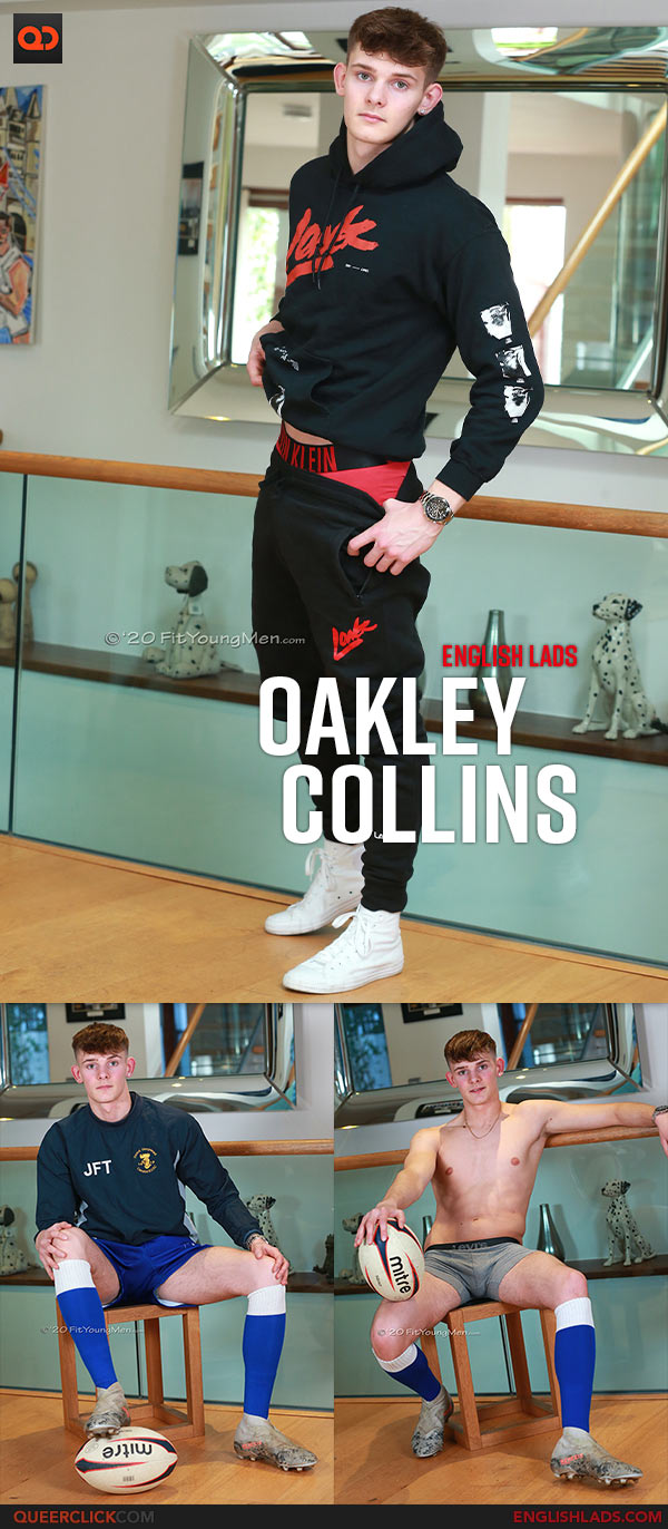 English Lads: Straight Young Rugby Player Oakley Collins Shows off his Lean Muscles and Big Hard Uncut Cock