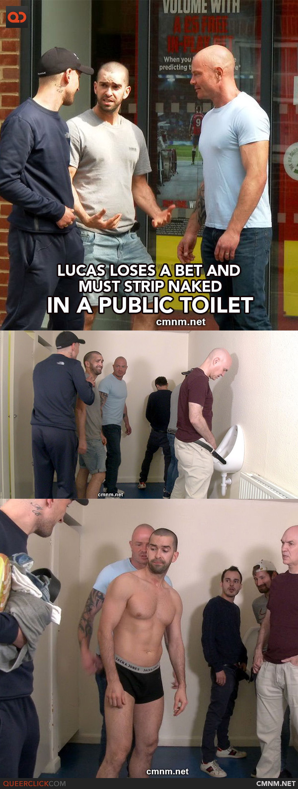 Lucas Loses a Bet and Must Strip Naked in a Public Toilet at CMNM.net