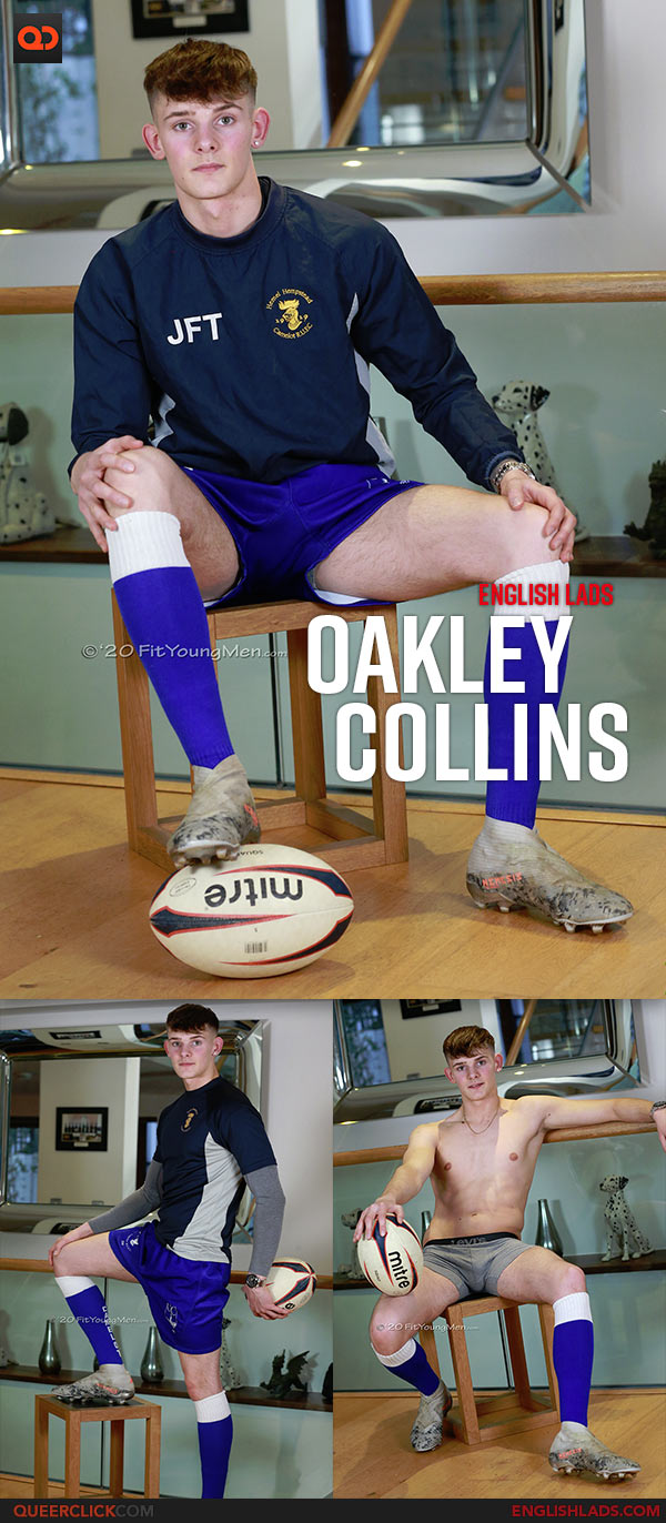 English Lads: Young Straight Rugby Lad Oakley Collins Dildos his Tight Hole