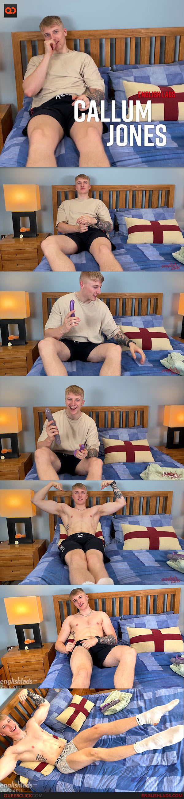 English Lads: Straight Blond Pup Callum Jones Pumps his Tight Hole with the Big Pink Dildo