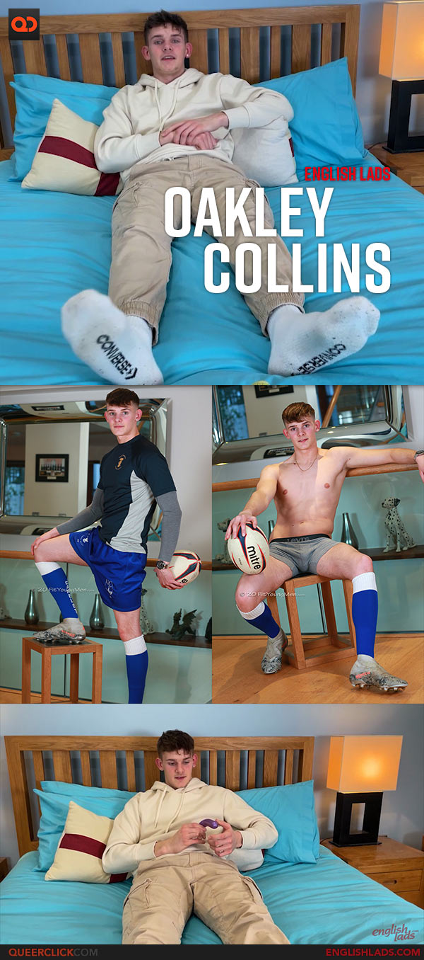 English Lads: Young Straight Rugby Player Oakley Collins Pumps his Tight Hole and Wanks his Uncut Cock
