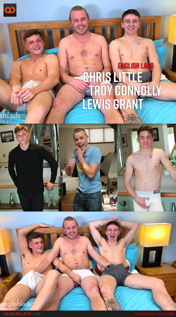 English Lads: Straight Lads Chris Little, Troy Connolly and Lewis Grant Chain Fuck and their Uncut Cocks Explode with Cum