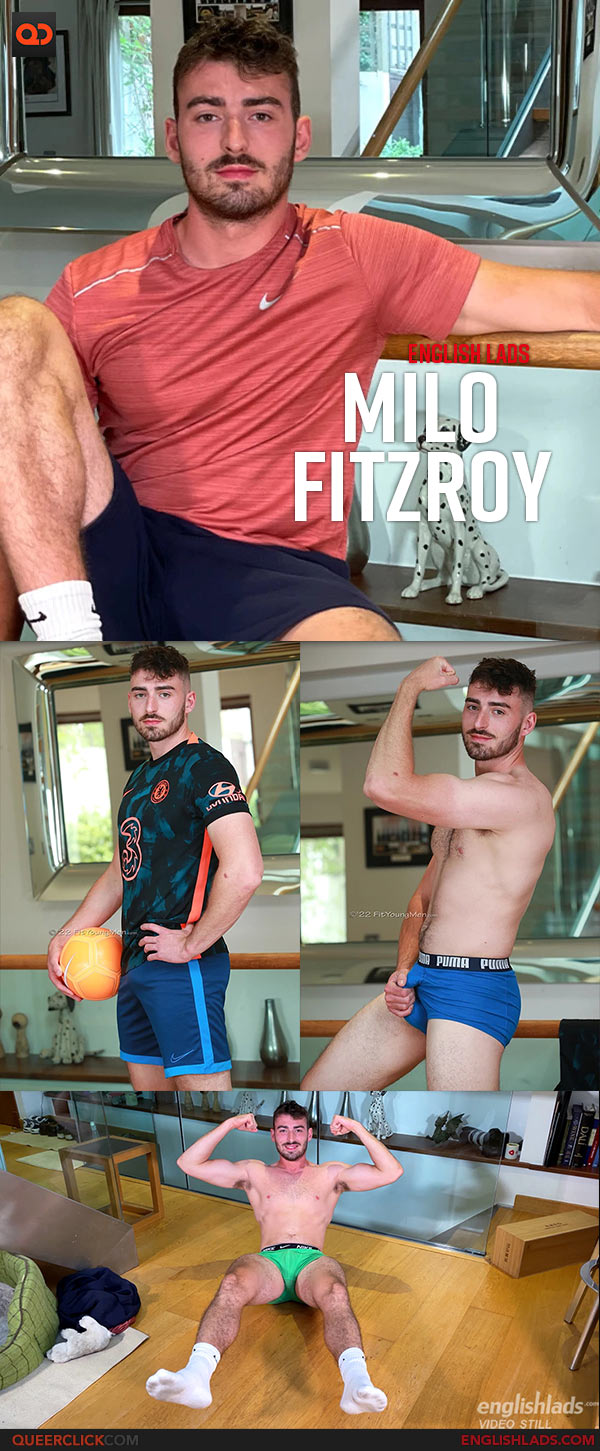 English Lads: Milo Fitzroy - Straight Muscular and Hairy Swimmer Shows off his Fit Body and Big Uncut Cock