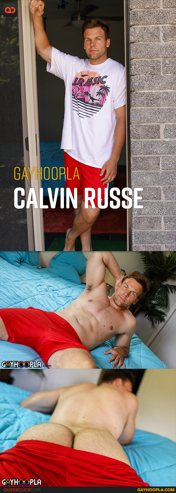 Gayhoopla: Calvin Russe - Calvin Impresses With His Piercing Green Eyes, Movie Star Smile and Uncut Cock