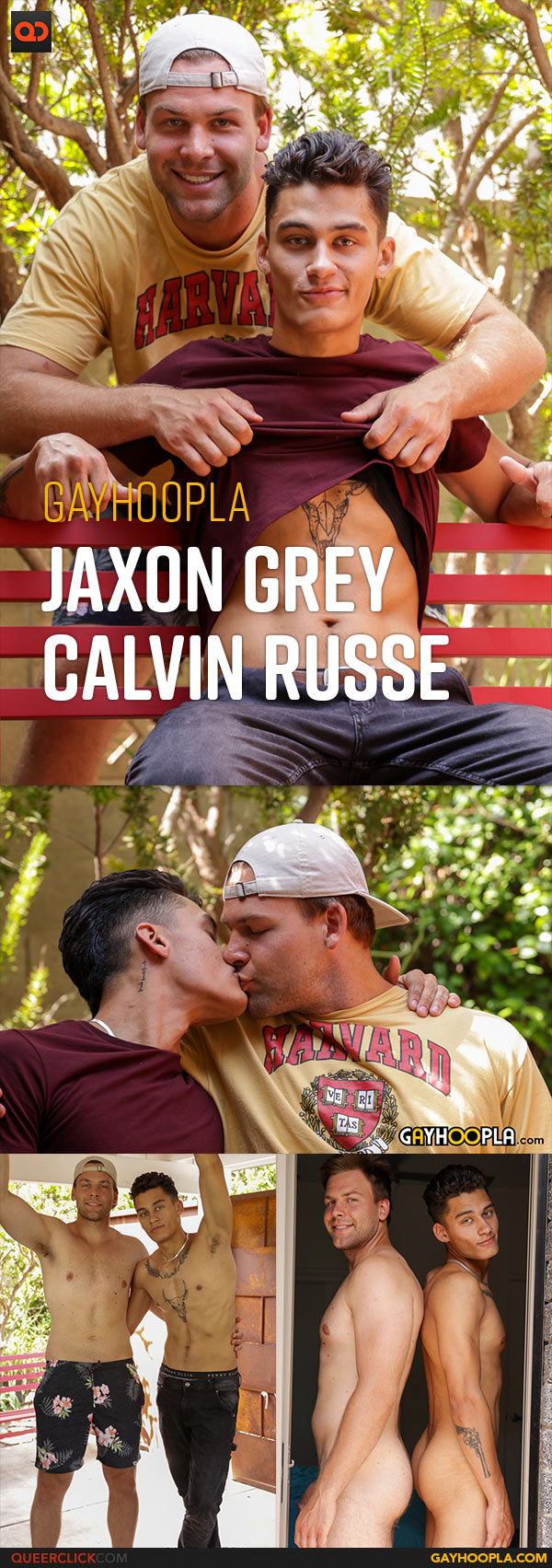 Gayhoopla: Jaxon Grey Fucks Calvin Russe - Jaxon Bends Over Calvin and Makes Him Cum From His Strokes