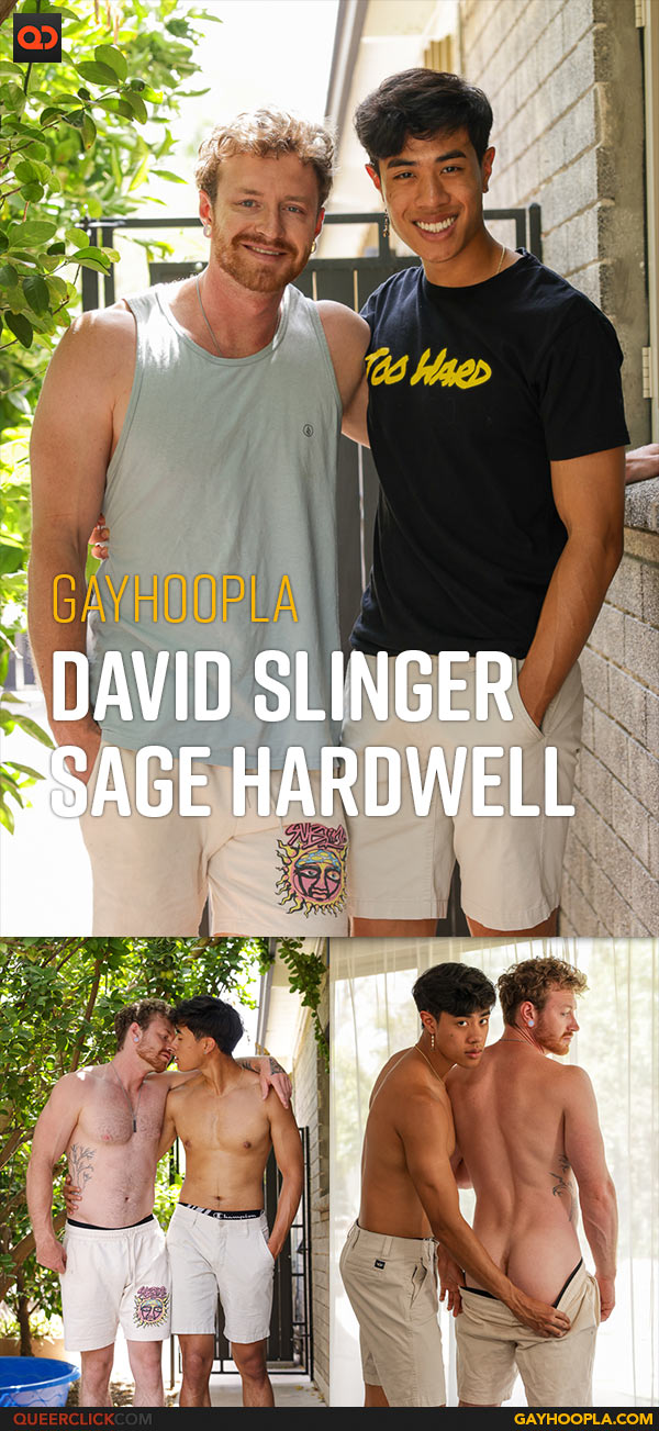 Gayhoopla: David Slinger Fucks Sage Hardwell - Asian Hunk David Pummels Hairy Blonde Sage