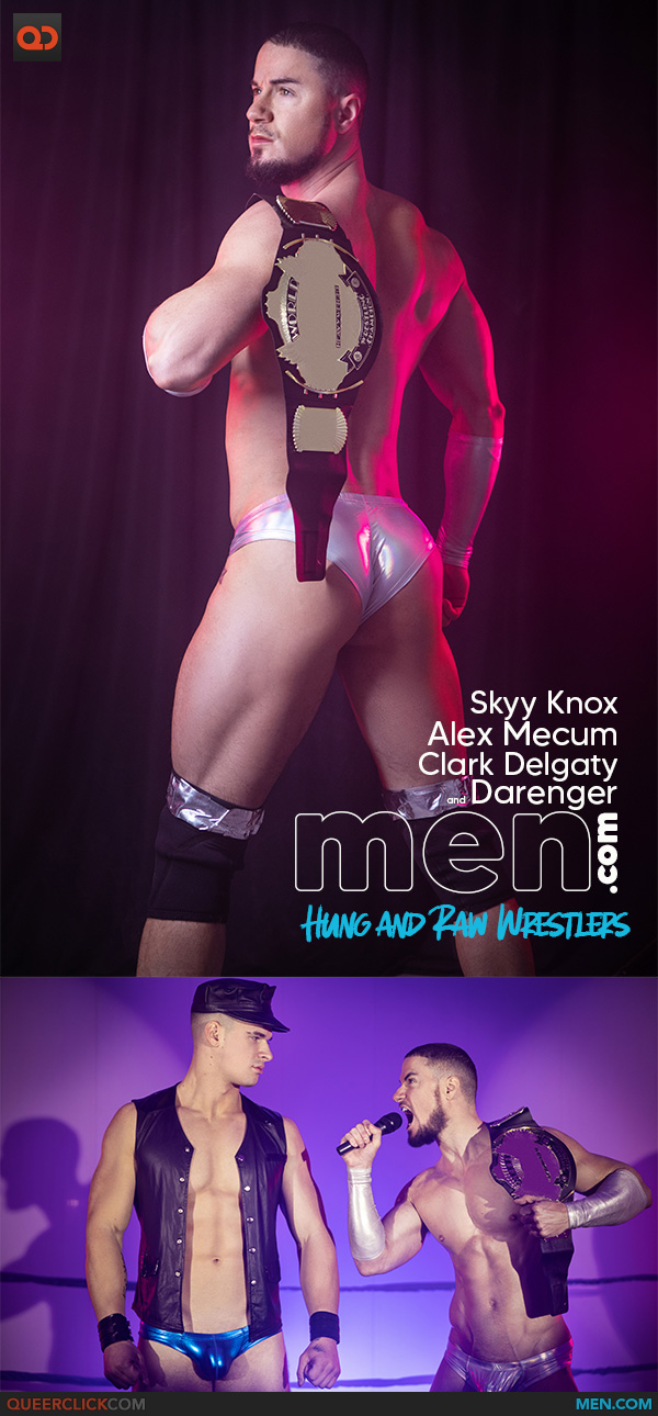 Men.com: Alex Mecum, Skyy Knox, Malik Delgaty, Clark Delgaty and Darenger - Hung and Raw Wrestlers - Uncut