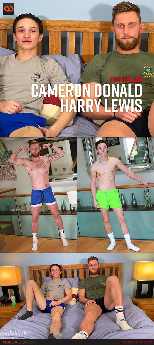 English Lads: Cameron Donald and Harry Lewis - Muscular Hunk Cameron and Young Ripped Harry Wank Each Other's Big Hard Uncut Cocks