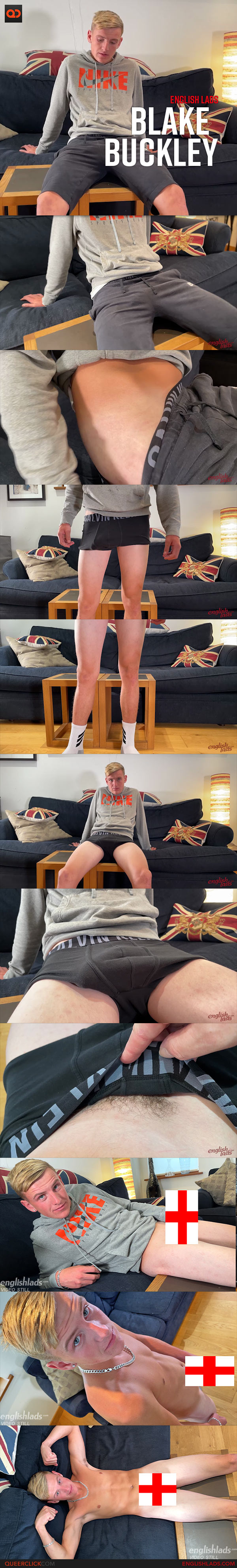 English Lads: Blake Buckley - Young Straight Blond Wanks His Hard Uncut Cock and Explodes With Cum All Over His Face