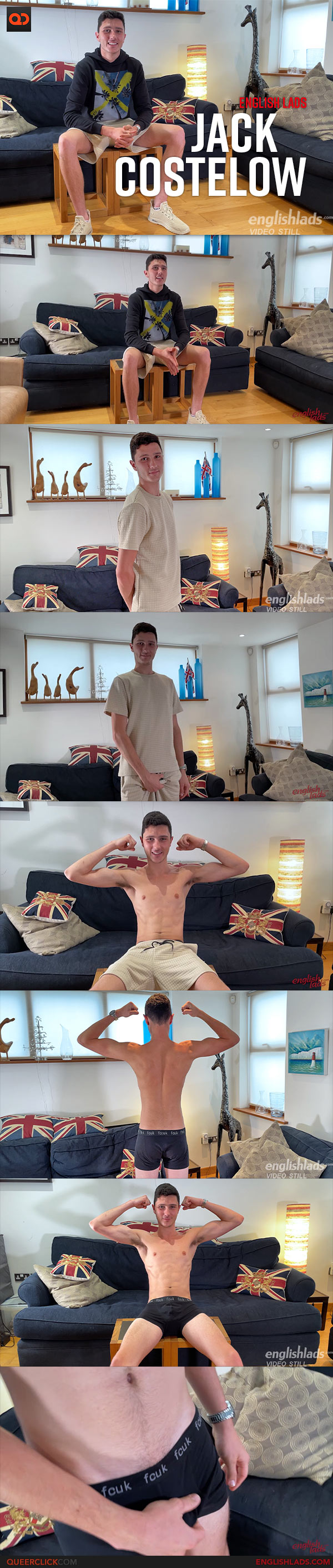 English Lads: Jack Costelow - Young, Straight, and Tall Teen Shows off His Lean Body and Wanks His Big Uncut Cock