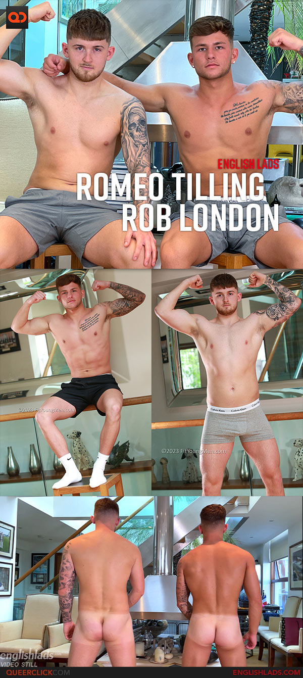 English Lads: Romeo Tilling and Rob London - Straight Muscular Best Mates Wank Their Big Uncut Cocks Next to Each Other