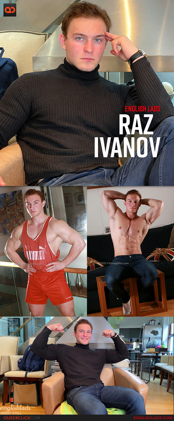 English Lads: Raz Ivanov - Young Ripped, and Muscular Stripper Wanks His Big Uncut Cock