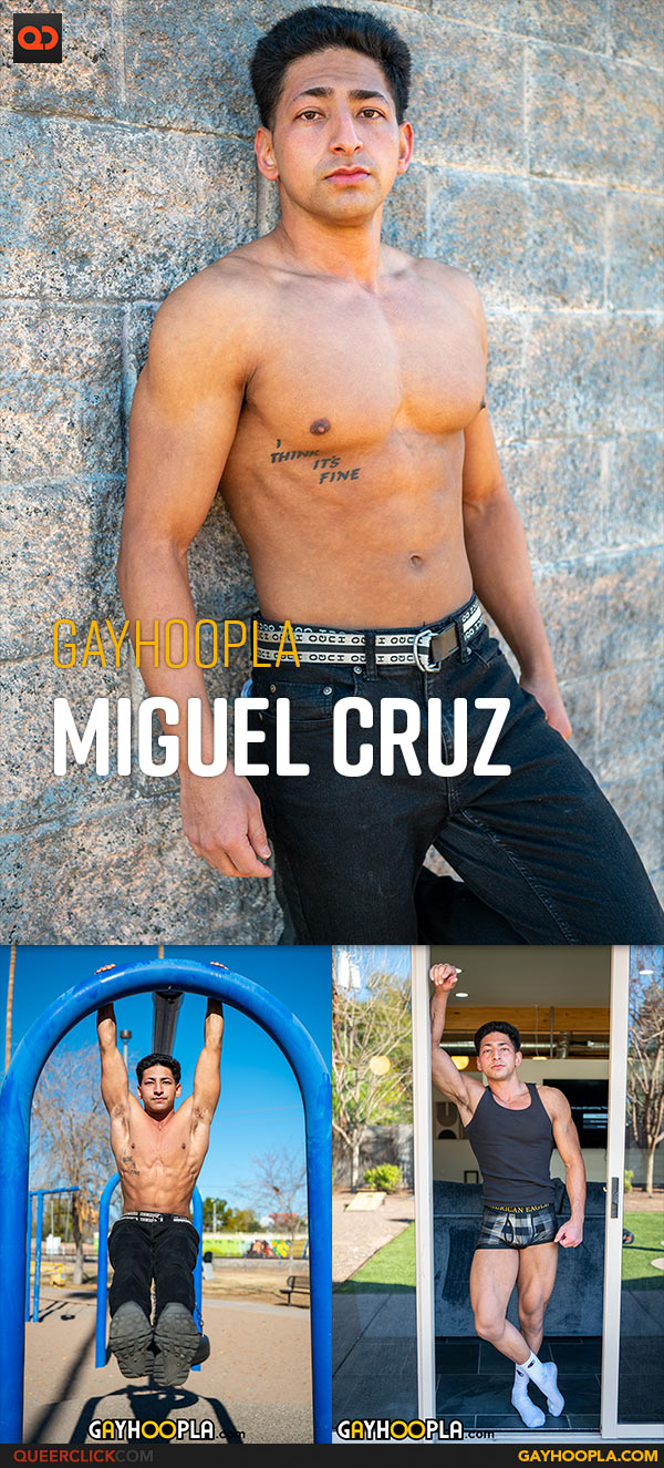 Gayhoopla: Miguel Cruz - Miguel Shows His Fat Cock off to the Camera